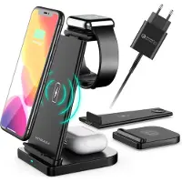 Wisam 3 in 1 Multifunktion 15W QI Ladestation für Airpods Pro Apple Watch iPhone 12 13 14