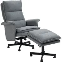 SUGIFT 8 Vibrationspunkte, Massagesessel mit Fußhocker, Fernsehsessel drehbar, Relaxsessel Grau | Leinen-Polsterung | 5 Massagemodi | 78 x 93 x 99 cm