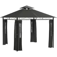 Welikera Pavillon Partyzelt Gartenpavillon, 3 x 3 x 2, 88 m, Dunkelgrau