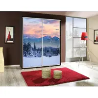 Fun-Möbel Kleiderschrank GILES Schwebetürenschrank mit Grafiken 155x215 cm