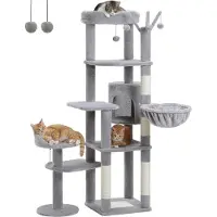 Purpurra Kratzbaum Katzenturm mit großer Hängematte und Höhle für große Katze, 150cm