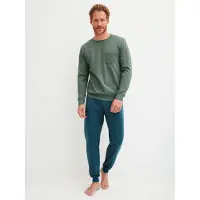 Calida Schlafanzug "Relax Imprint 2" 2 tlg. aus weicher Single-Jersey-Qualität, mit langem Arm, Rundhalsausschnitt