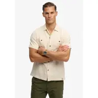 Superdry für Herren. M4011123A Merchant Texturiertes beiges Hemd (XL), Lässig, Baumwolle, Kurzarm