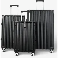Infinity Leather Schwarzer Hardshell-Koffer Dual 4-Wheel ABS Gepäck Kabinenkoffer