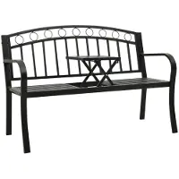Helloshop26 - Gartenbank Terrassenmöbel Terrassentisch schwarz 120 cm Stahl