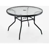 Helloshop26 Gartentische - - Runder Tisch 70 cm - Sicherheitsglas - Metallrahmen - Schirmloch 4,2 cm