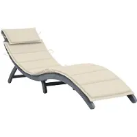 Helloshop26 - Sonnenliege Deckstuhl Sonnenbett Gartenbett Terrassenmöbel mit grauem Kissen massives Akazienholz 02_0012468