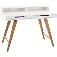Décoshop26 - Schreibtisch im skandinavischen Stil mit Schubladen und Ablage 110 cm lang BUR10198