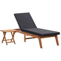 Helloshop26 - Sonnenliege Deckstuhl Sonnenbett Gartenbett Terrassenmöbel mit Tisch Kunstharz und massives Akazienholz 02_0012690