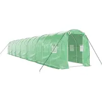 Helloshop26 - Gewächshauszelt für Pflanzen Blumen und Gemüse mit Stahlrahmen 28 m2 14 x 2 x 2 m grün 02_0044568