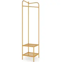 Helloshop26 Stehender Kleiderständer - - 42,5x42,5x193,5 cm - Verstärkte Stabilität - Schuhaufbewahrung - Gold