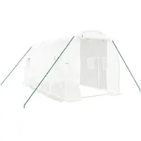 Helloshop26 - Gewächshauszelt für Pflanzen Blumen und Gemüse mit Stahlrahmen 8 m2 4 x 2 x 2 m weiß 02_0044630