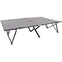 Helloshop26 - Sonnenliege Deckstuhl Gartenbett Terrassenmöbel klappbar 2-Sitzer Stahlgrau 02_0012789