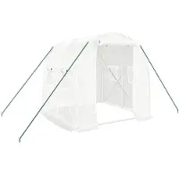 Helloshop26 - Gewächshauszelt für Pflanzen Blumen und Gemüse mit Stahlrahmen 4 m2 2 x 2 x 2 m weiß 02_0044583
