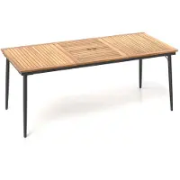 Helloshop26 Gartentisch - - 200 x 90 x 75 cm - Akazienholz - Metallbeine - 8 Personen
