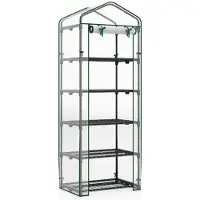 Helloshop26 - Mini-Gewächshaus tragbar 69 x 48 x 190 cm 5 Metallregale praktisches Design weißes PE 20_0018984