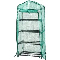 Helloshop26 Gartenhaus - - 4 Ebenen - 158 x 69 x 49 cm - Grün - Mit Reißverschluss-Tür