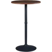 Helloshop26 Runder Stehtisch - - Vantaa - MDF-Platte Nussbaum-Effekt - Schwarze Stahlstruktur - Ø60 cm H100 cm