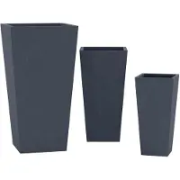 Décoshop26 - Set mit 3 anthrazitfarbenen faserigen Ton-Blumentöpfen mit Abflusslöchern wetterfest 10_0007979