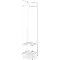 Helloshop26 - Freistehende Garderobe 42,5 x 42,5 x 193,5 cm 2-in-1 multifunktional modernes Design weißes Metall