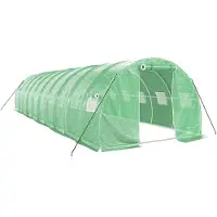 Helloshop26 - Gewächshauszelt für Pflanzen Blumen und Gemüse mit Stahlrahmen 30 m2 10 x 3 x 2 m grün 02_0044570