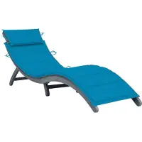 Helloshop26 - Sonnenliege Deckstuhl Sonnenbett Gartenbett Terrassenmöbel mit grauem Kissen massives Akazienholz 02_0012465