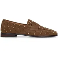 Manfield Braune Veloursleder-Loafer mit Nieten | Größe 41