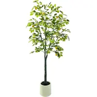 StarTech.com Künstlicher Zitronenbaum - 180 cm Bodenpflanze - Realistisch - PVC - Bonsai-Stil - Für Außenbereich & Wohndeko - Milchweiß