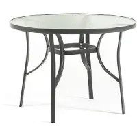 Idea New Garden Srl Runder Gartentisch Ø100 aus Stahl mit Tischplatte aus gehärtetem Glas für Terrasse, Veranda und Mahlzeiten im Freien, Dario