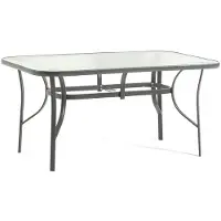 Idea New Garden Srl Rechteckiger Gartentisch 150x90 aus Stahl mit Tischplatte aus gehärtetem Glas für Terrasse, Veranda und Mahlzeiten im Freien, Dario