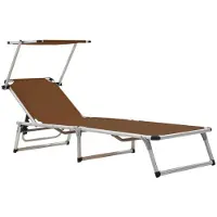 Helloshop26 - Sonnenliege Deckstuhl Sonnenbett Gartenbett Terrassenmöbel klappbare Gartenmöbel mit Aluminium- und braunem 02_0012818