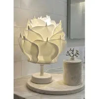 Opviq , Hochwertige Tischlampe, Metallkörper, Ø24 h:22 cm, Höhe: 30 cm, 1 x G 10 Max 5 W, IP20, Weiß, Modernes Design, Ideal für Wohn- und Arbeitsräume, Glühbirne nicht enthalten.