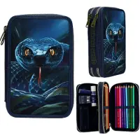 Dino World Buntstift "2-Fach Federtasche Schlange Adventure World 5,5 x 12 x 19 cm blau-grün"