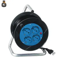 Alcapower Verlängerungskabel mit Kabeltrommel 15m, 4 Schuko-Bipasso-Steckdosen, 16A Italien-Stecker, Max 250V AC, Leistung bis 2200W