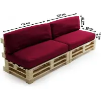 Bananair Abziehbares palettenkissen lot x2 aus polyester 120x80cm/120x40cm, rot