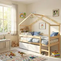 WEBER INDUSTRIES Hausbett MIKA mit Schubladen/ Kinderbett 90x190 - Naturholz