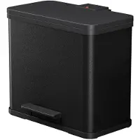 Hailo Öko duo Plus L Tret-Mülltrenner - freistehender 17+9 Liter Doppelmülleimer aus Stahlblech - Mülltrennsystem mit soft close Deckel - 2-fach Abfalltrenner für die Küche - Schwarz