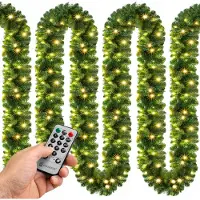 Casaria Weihnachtskranz 5M- Inkl. Fernbedienung für drinnen/außen