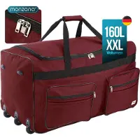 Monzana Reisetasche mit Rollen 160L Trolley Funktion Teleskopgriff 85x43x44cm Standfüße Groß XXL Weichgepäck Reisegepäck Gepäcktasche Duffle Bag