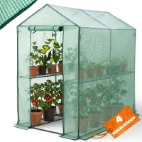 Gardebruk Gewächshaus 190x186x120 cm Tomatengewächshaus Begehbar mit 4 Ablagen Foliengewächshaus Treibhaus mit Aufrollbarer Tür für Garten & Balkon Stabil, UV-beständig, Grün