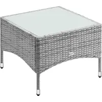 Casaria Beistelltisch Polyrattan Wetterfest Höhenverstellbar Outdoor Glasplatte 80kg Belastbarkeit Garten Balkon Terrasse Lounge Tisch, Größe:M3 - 58x58x42cm