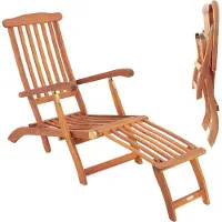 Casaria Sonnenliege "Queen Mary" Akazienholz - 196x54x95cm - Braun