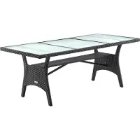Casaria Polyrattan Gartentisch 190x90x74cm mit Ablage Glas Tischplatte Höhenverstellbar Wetterfest Garten Terrasse Tisch Esstisch Gartenmöbel Schwarz