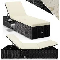 Casaria Sonnenliege Polyrattan mit Klapptisch