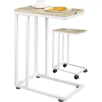 Casaria Beistelltisch mit Rollen Kaffeetisch Weiß Holz-Optik