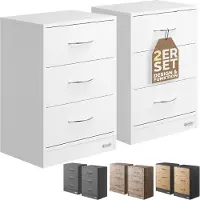 Casaria 2x Nachttisch Eloise weiß LED