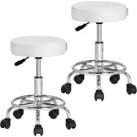 Casaria 2er Set Rollhocker weiß