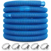 Monzana Poolschlauch 14m Ø 38mm flexibel mit Muffen 5x Schlauchschellen UV Chlor resistent Schwimmbadschlauch Pumpenschlauch Wasserschlauch Blau