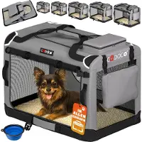 Cadoca Hundebox Hundetransportbox faltbar robust S 50x34x36cm atmungsaktiv Transporttasche Haustiertransportbox Hundetragetasche Grau