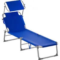 Casaria Sonnenliege Wetterfest Gartenliege Klappbar mit Alu Sonnendach 130kg Belastbar 190x60cm Tragbar Leicht Garten Liegestuhl Klappliege Pool Blau